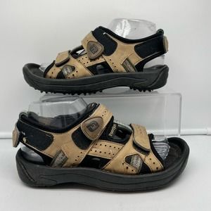 Footjoy Sandals Mens 6 Cooljoys Golf  Tan Beige Leather Adjustable 48786